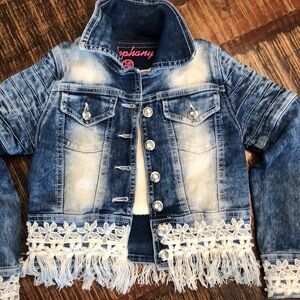 Girls fringed Diamond snap Jean Jacket